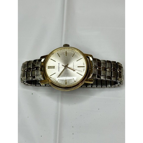 Vintage Swiss Made Watch Diantus Antimagnetic Stainless Steel Band 1960s VTG - Picture 6 of 6